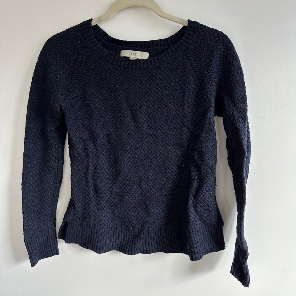 Blue LOFT Woven Pattern Sweater